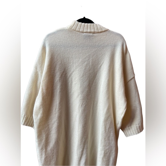 TUCKERNUCK Oversized Mock Neck Pullover Sweater 3/4 Sleeve Ivory Cream White S - Picture 7 of 8